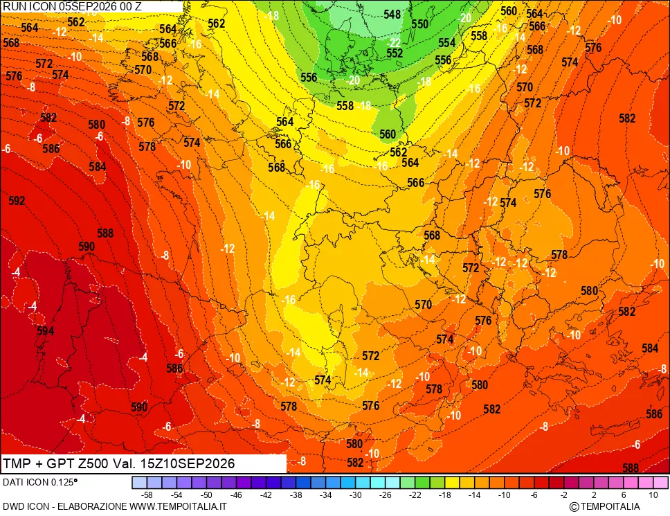 mappa 500 hPa Temp + GPT