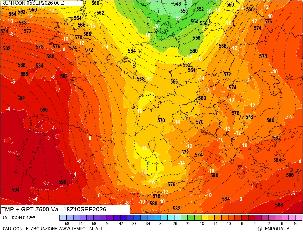 mappa 500 hPa Temp + GPT