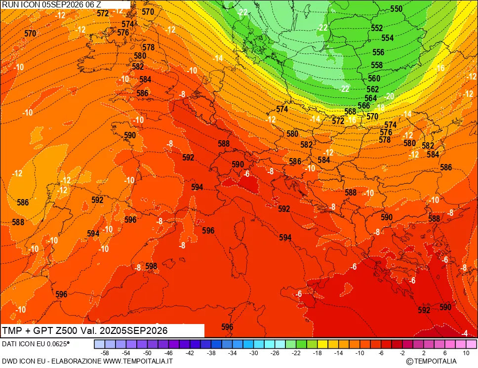mappa 500 hPa Temp + GPT