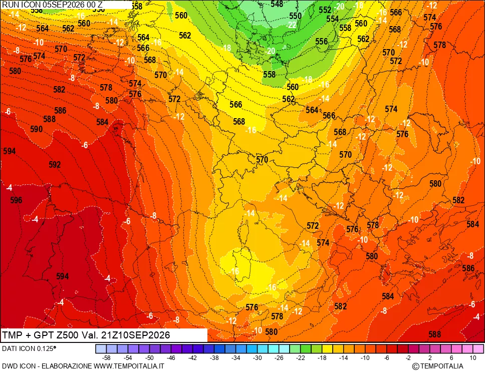 mappa 500 hPa Temp + GPT