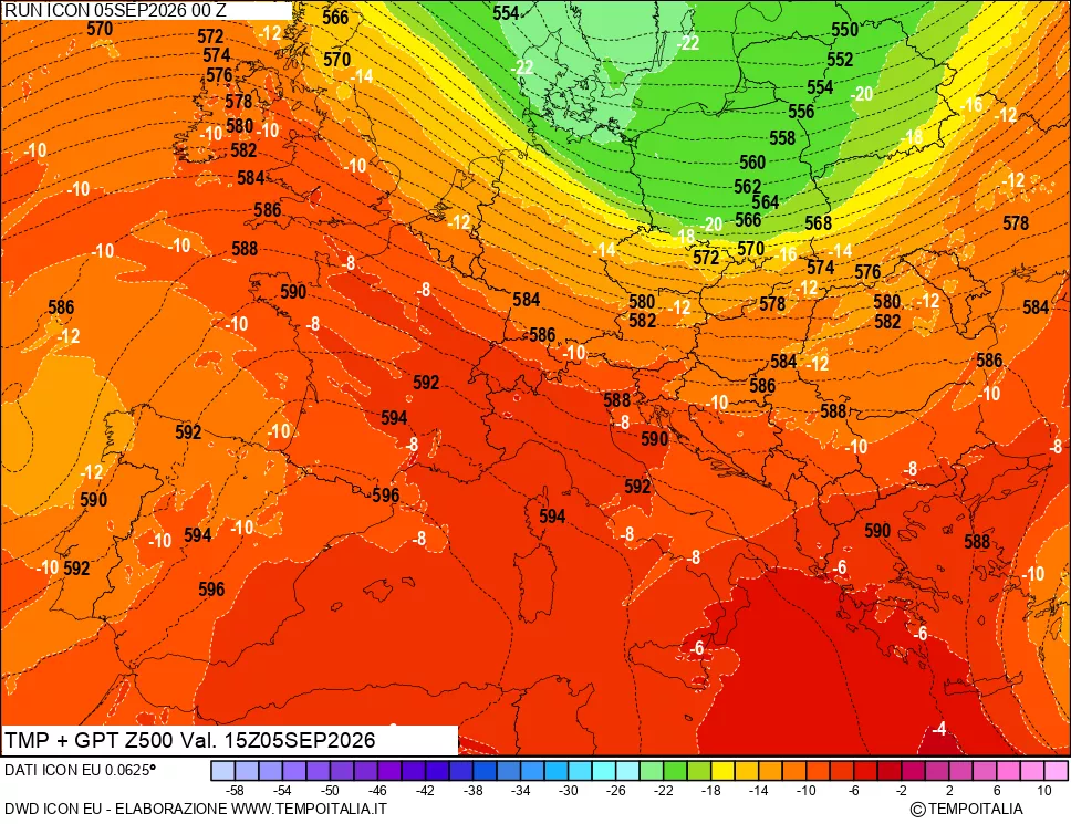 mappa 500 hPa Temp + GPT