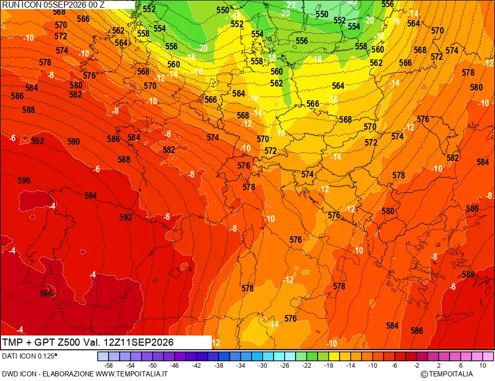 mappa 500 hPa Temp + GPT