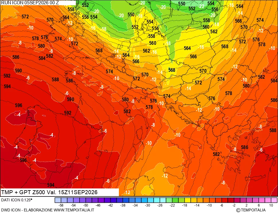 mappa 500 hPa Temp + GPT