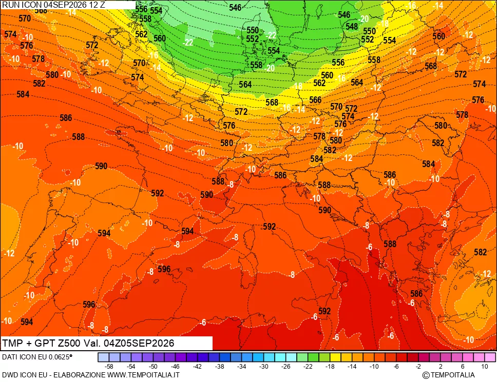 mappa 500 hPa Temp + GPT