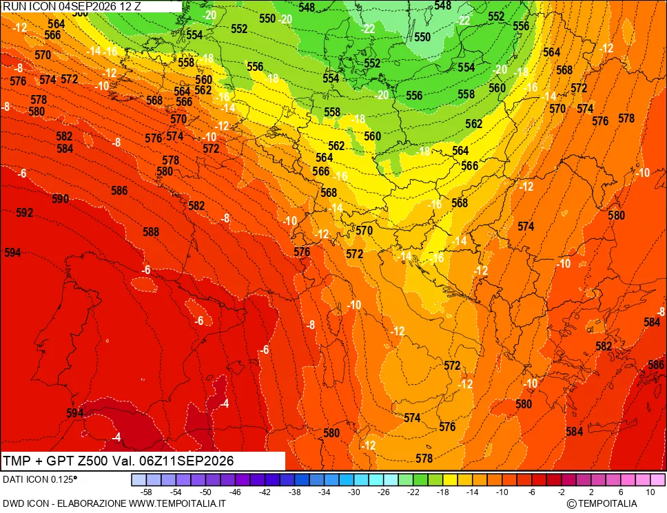 mappa 500 hPa Temp + GPT