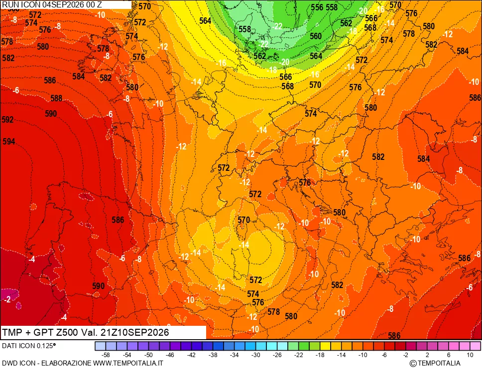 mappa 500 hPa Temp + GPT