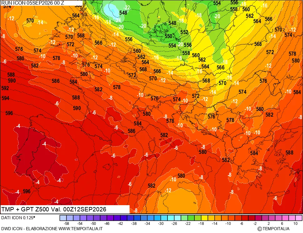 mappa 500 hPa Temp + GPT