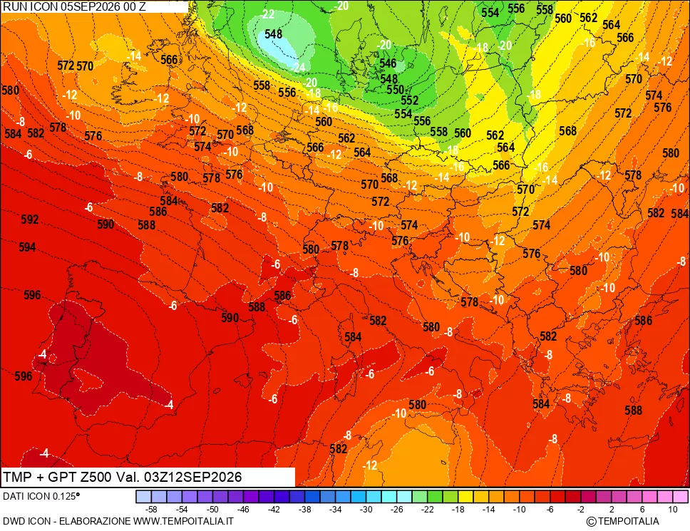mappa 500 hPa Temp + GPT