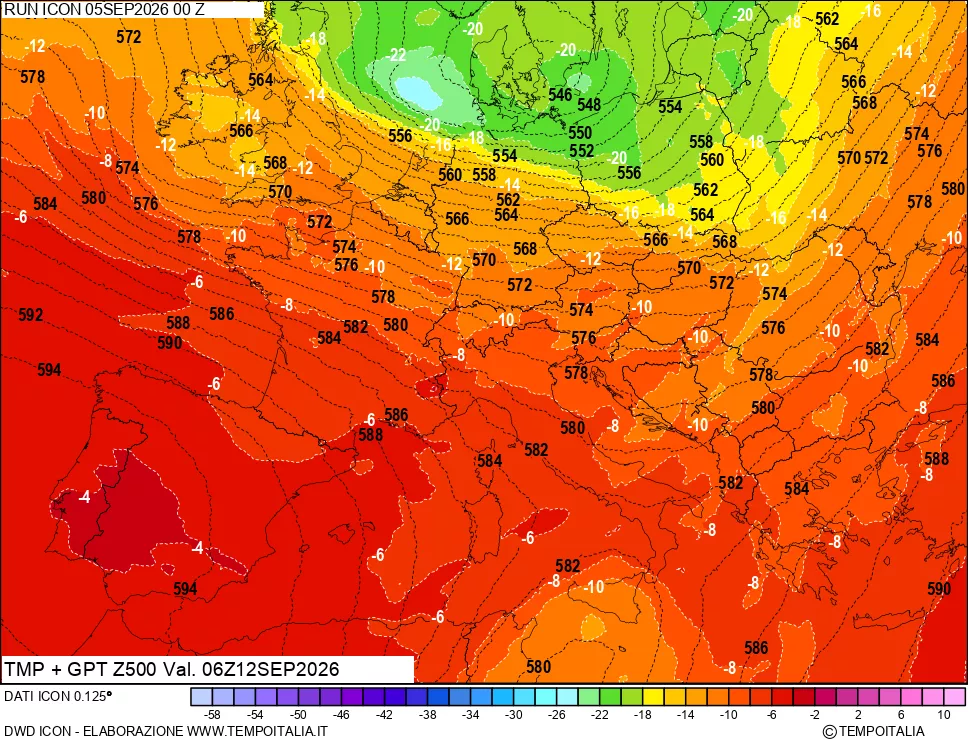 mappa 500 hPa Temp + GPT