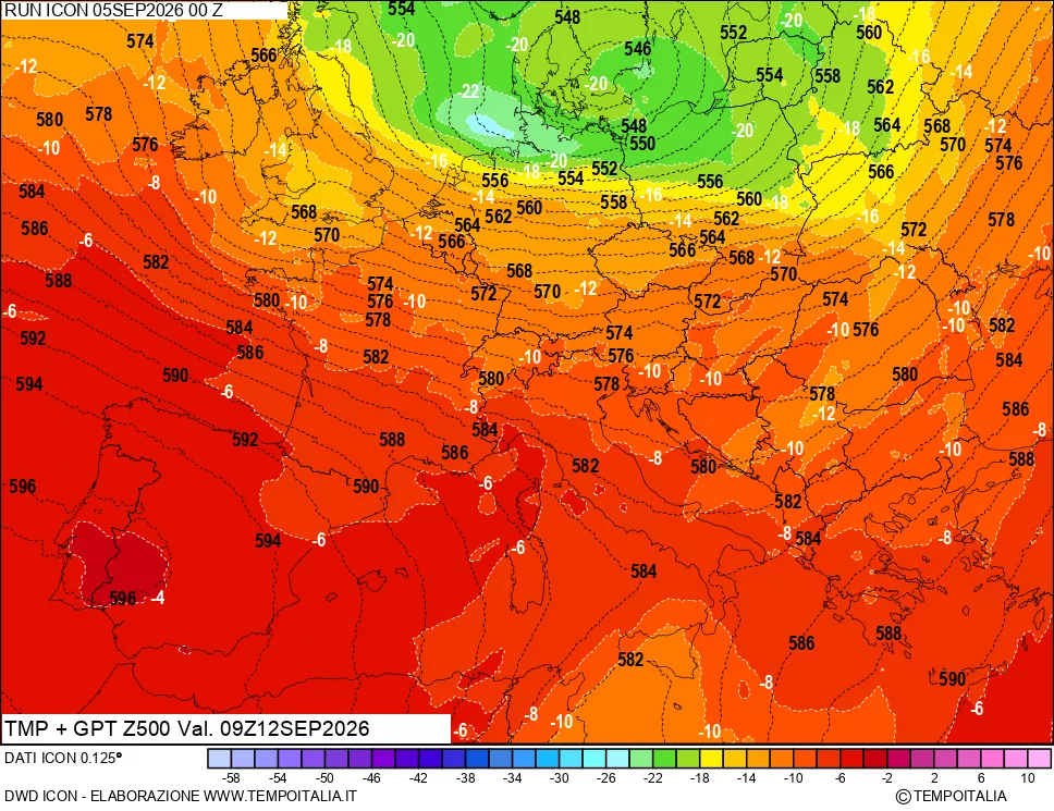 mappa 500 hPa Temp + GPT