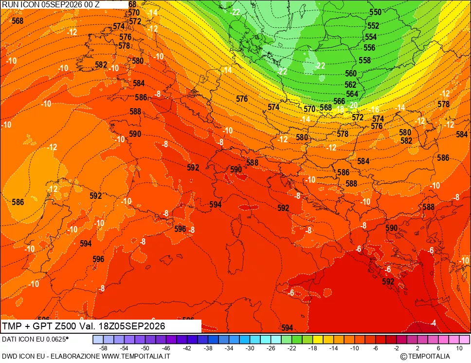mappa 500 hPa Temp + GPT