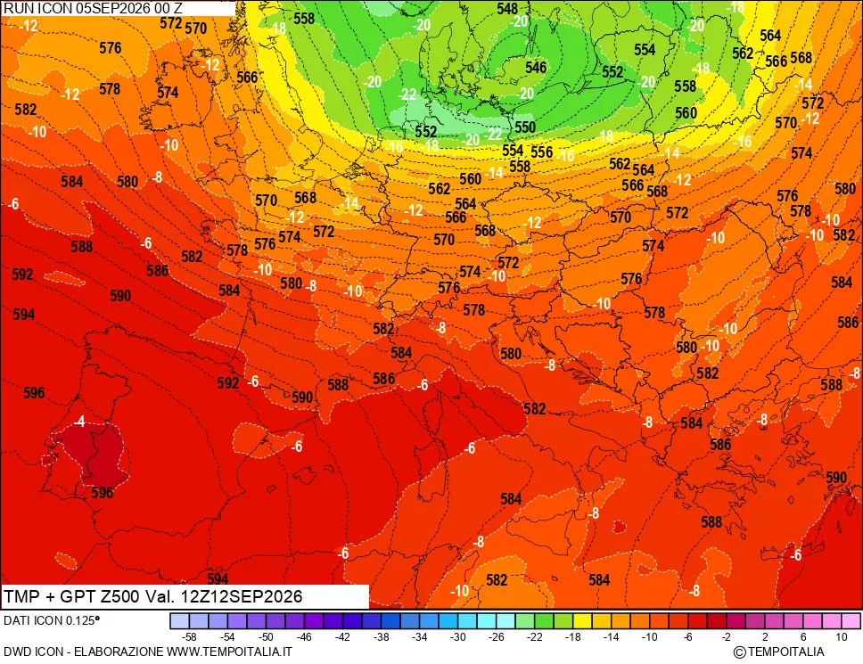 mappa 500 hPa Temp + GPT