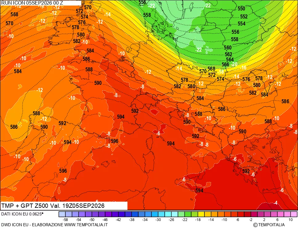 mappa 500 hPa Temp + GPT
