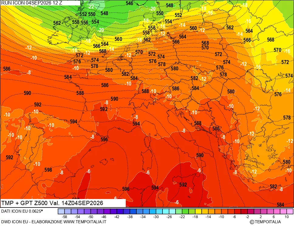 mappa 500 hPa Temp + GPT
