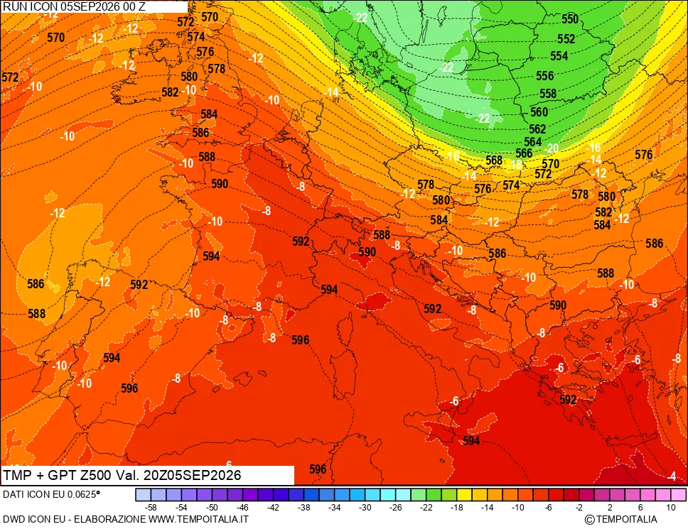 mappa 500 hPa Temp + GPT