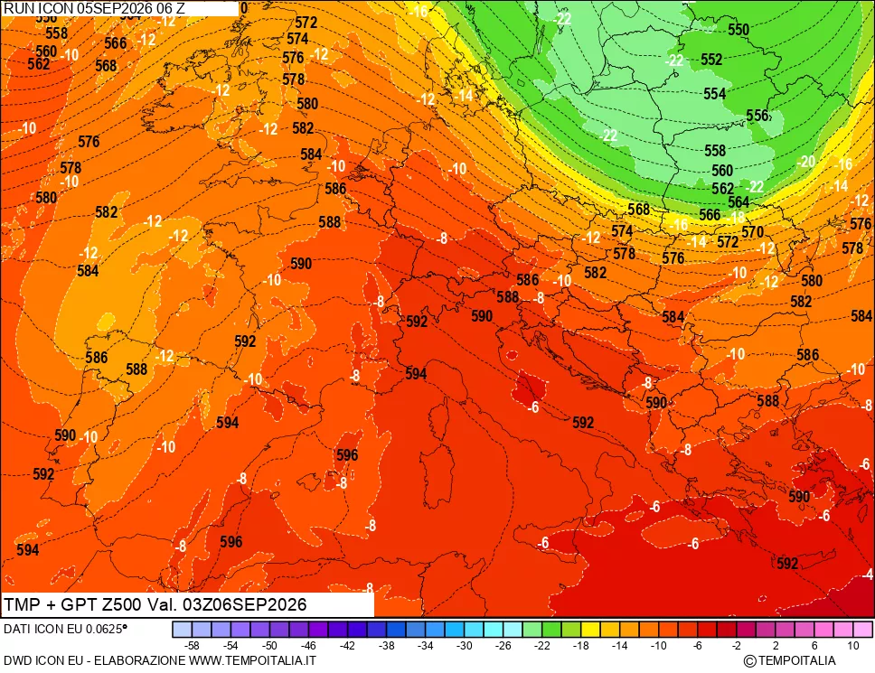 mappa 500 hPa Temp + GPT