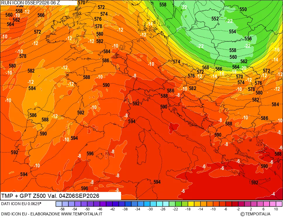 mappa 500 hPa Temp + GPT