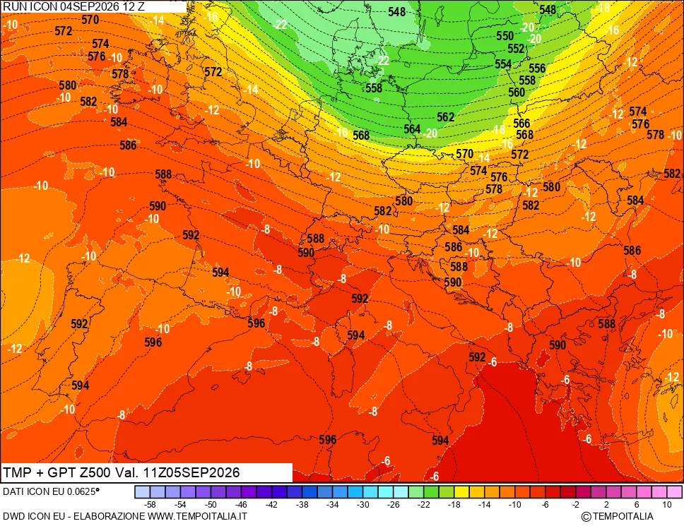 mappa 500 hPa Temp + GPT