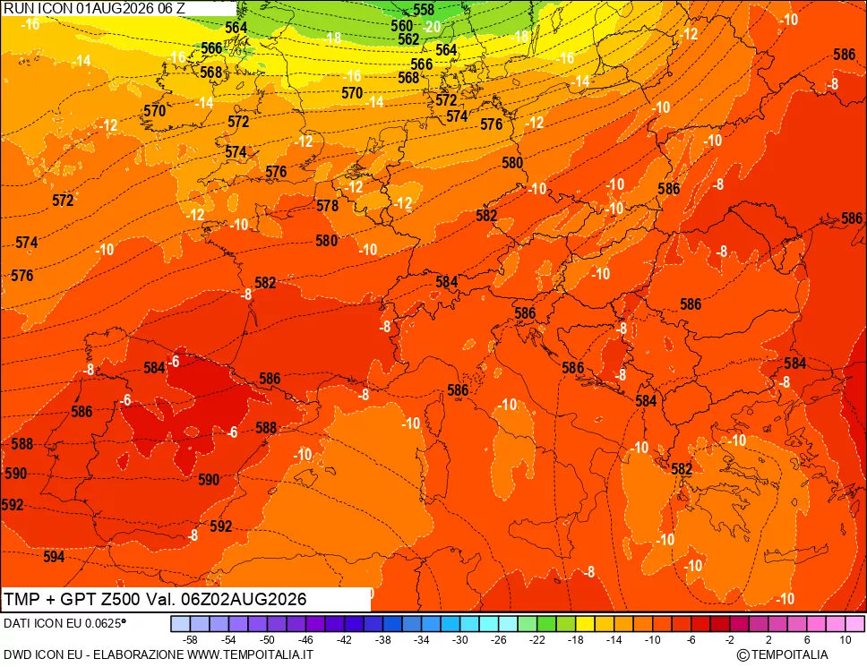 mappa 500 hPa Temp + GPT