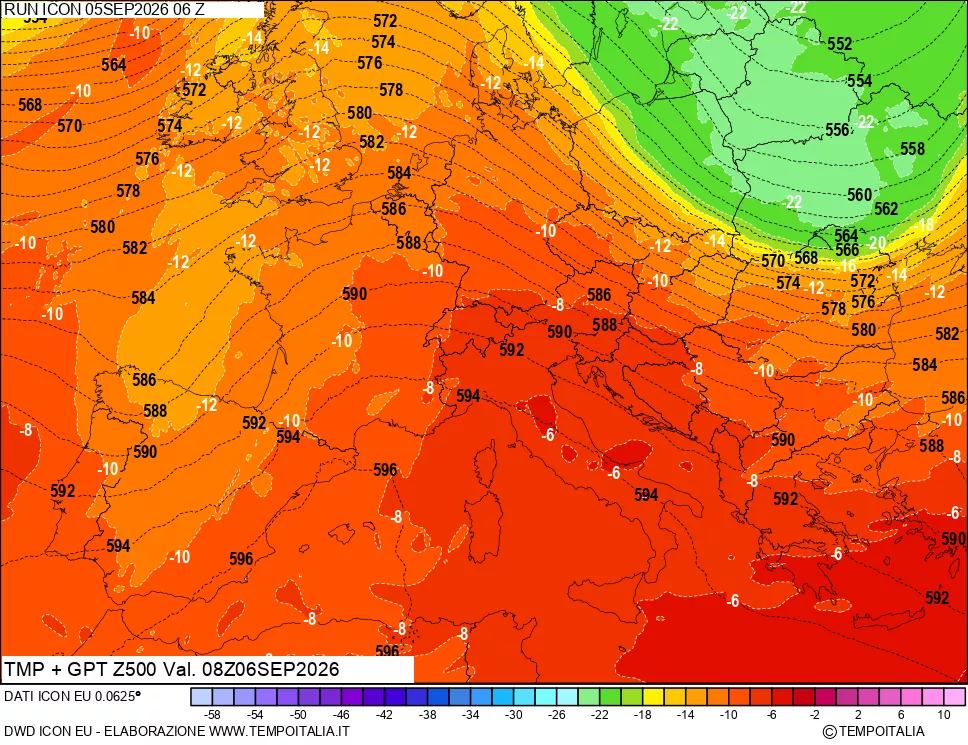 mappa 500 hPa Temp + GPT