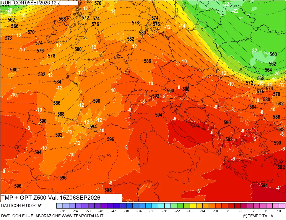 mappa 500 hPa Temp + GPT