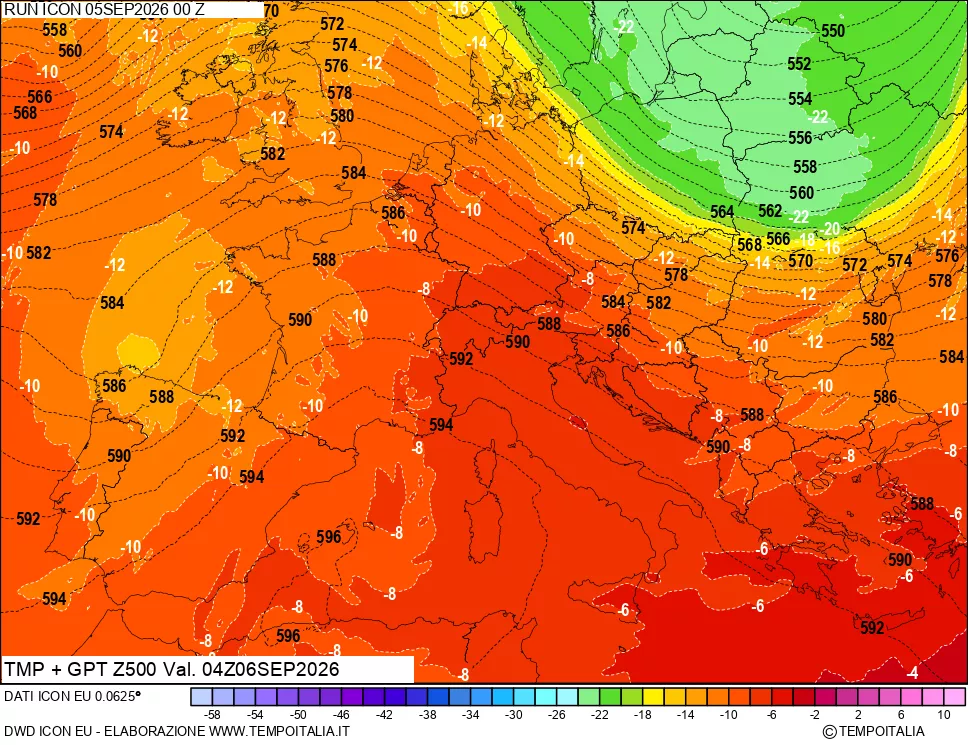 mappa 500 hPa Temp + GPT