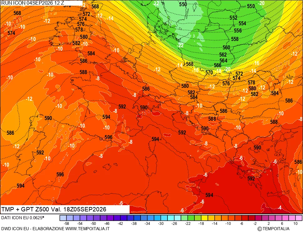 mappa 500 hPa Temp + GPT