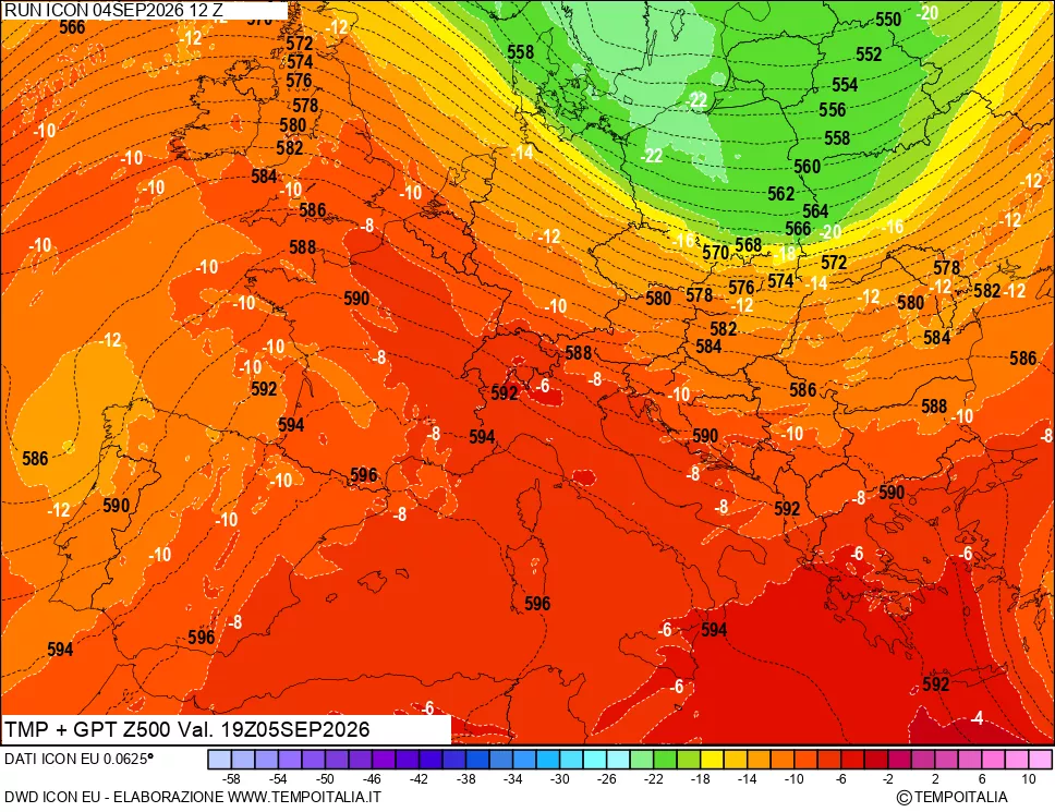 mappa 500 hPa Temp + GPT