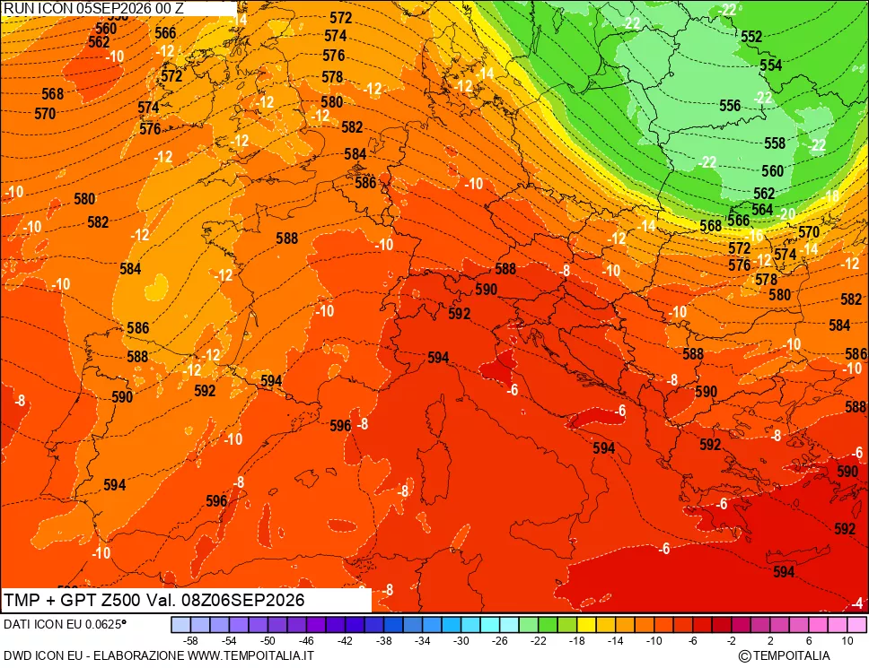 mappa 500 hPa Temp + GPT