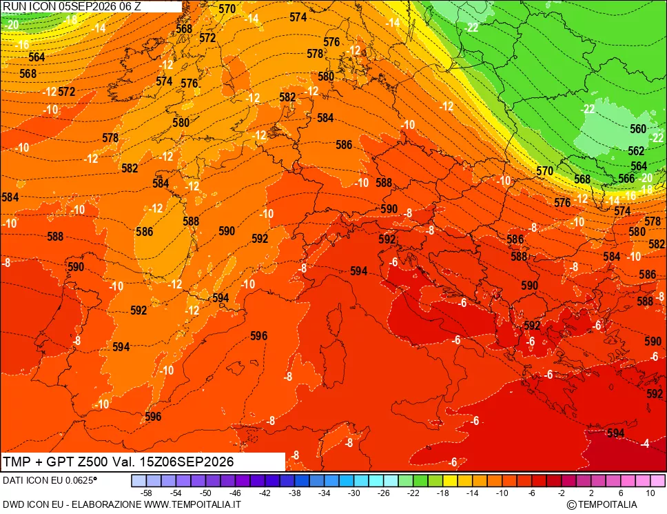 mappa 500 hPa Temp + GPT