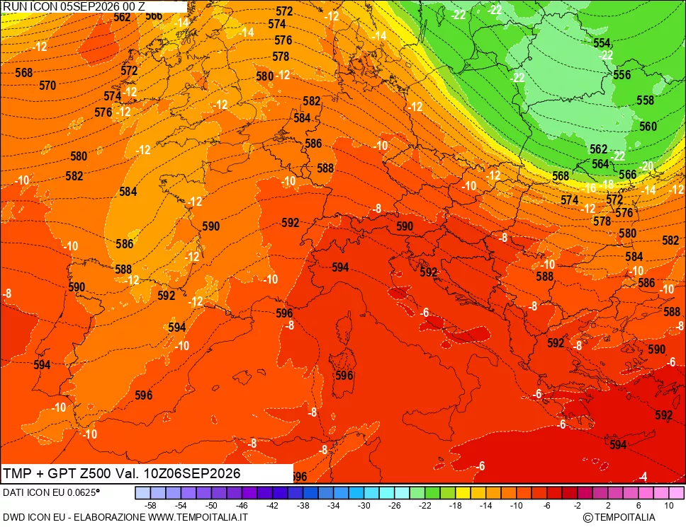 mappa 500 hPa Temp + GPT