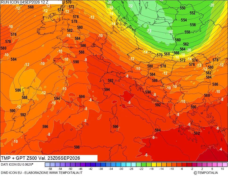 mappa 500 hPa Temp + GPT