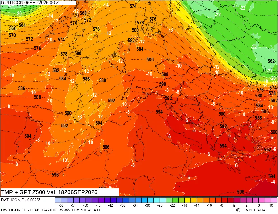 mappa 500 hPa Temp + GPT