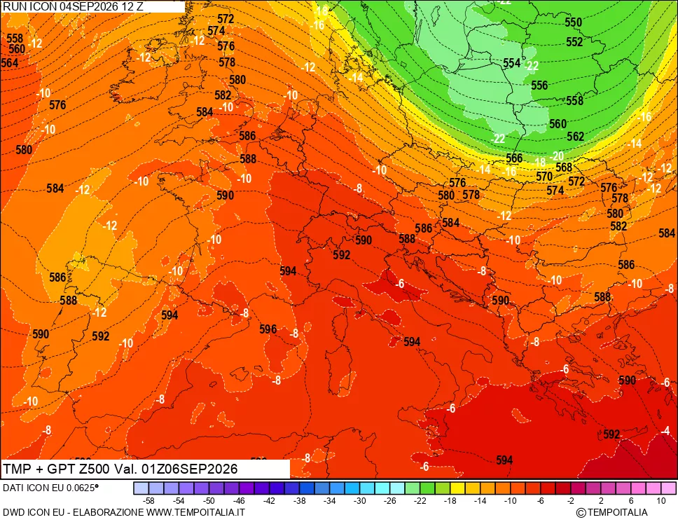 mappa 500 hPa Temp + GPT