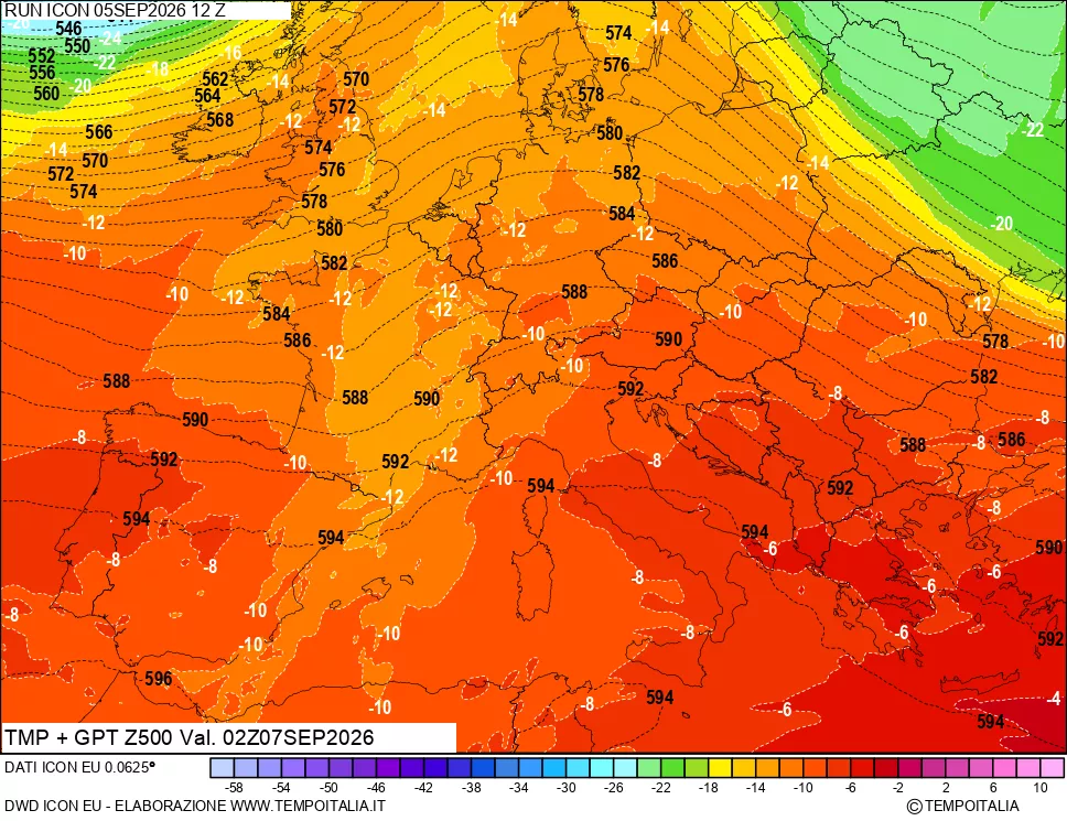 mappa 500 hPa Temp + GPT