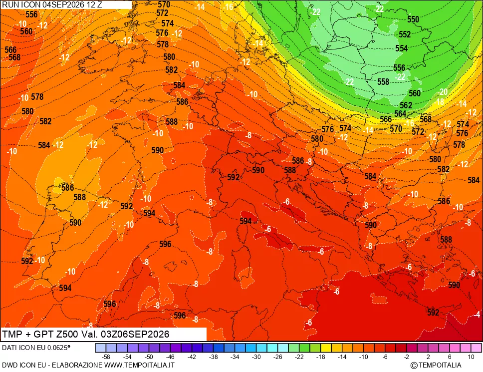 mappa 500 hPa Temp + GPT