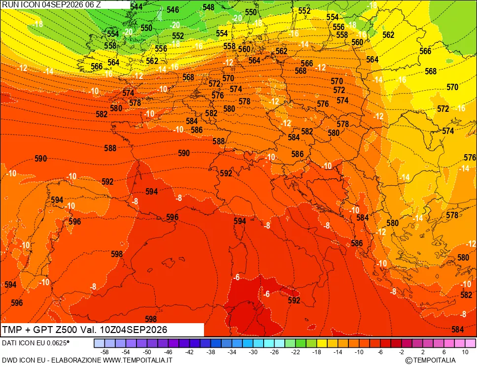 mappa 500 hPa Temp + GPT