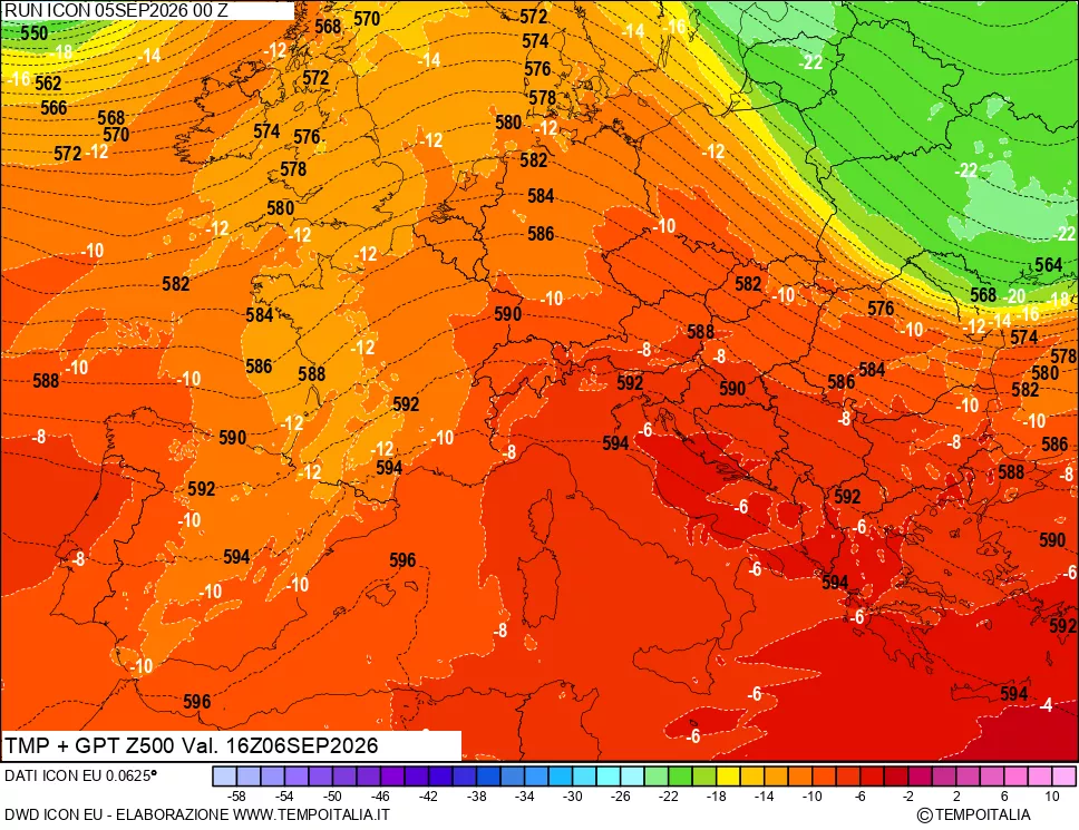 mappa 500 hPa Temp + GPT
