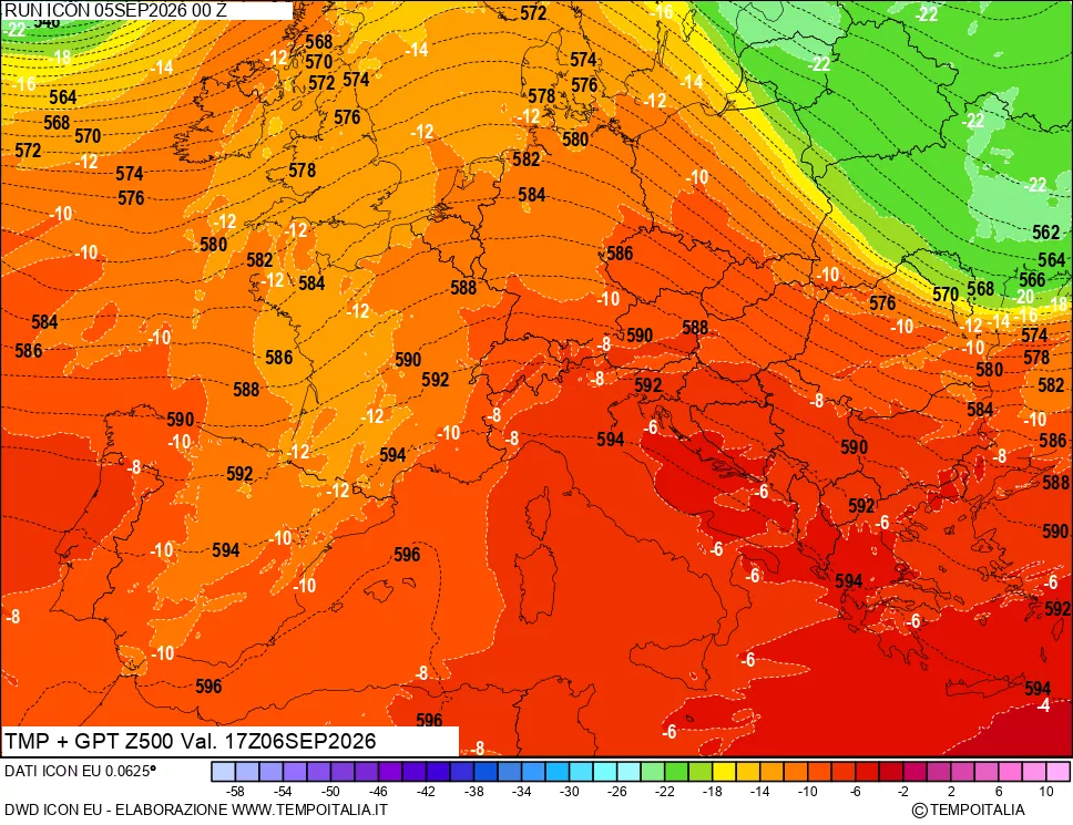 mappa 500 hPa Temp + GPT