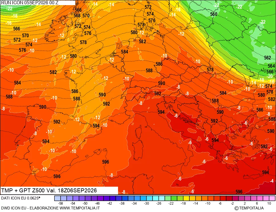 mappa 500 hPa Temp + GPT