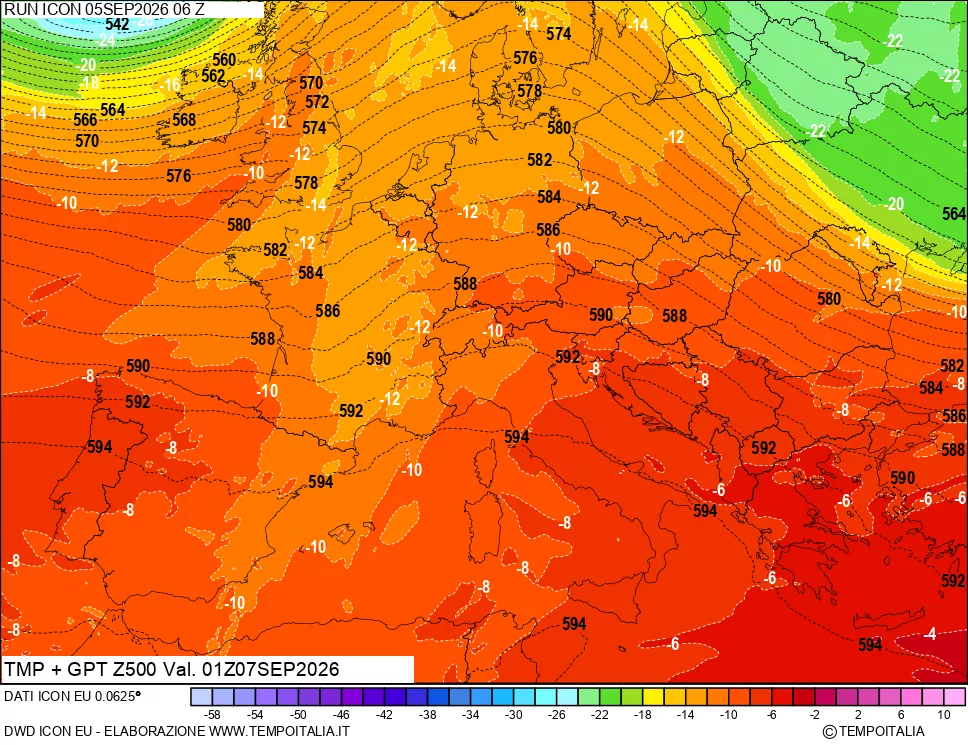 mappa 500 hPa Temp + GPT