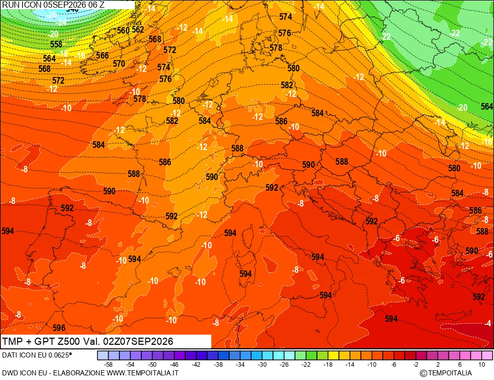 mappa 500 hPa Temp + GPT