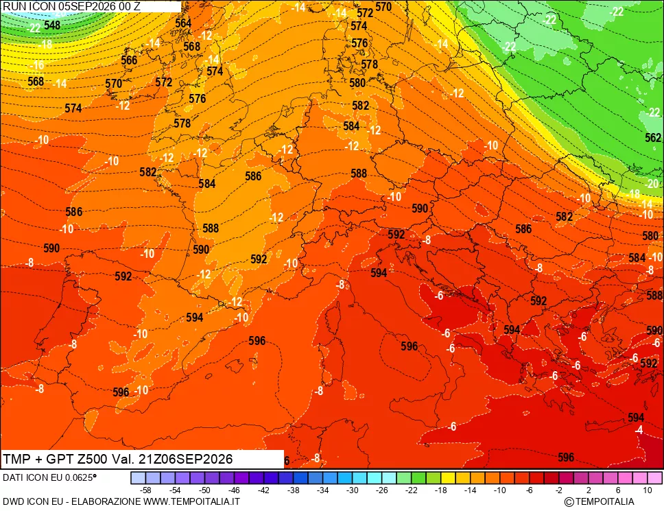 mappa 500 hPa Temp + GPT