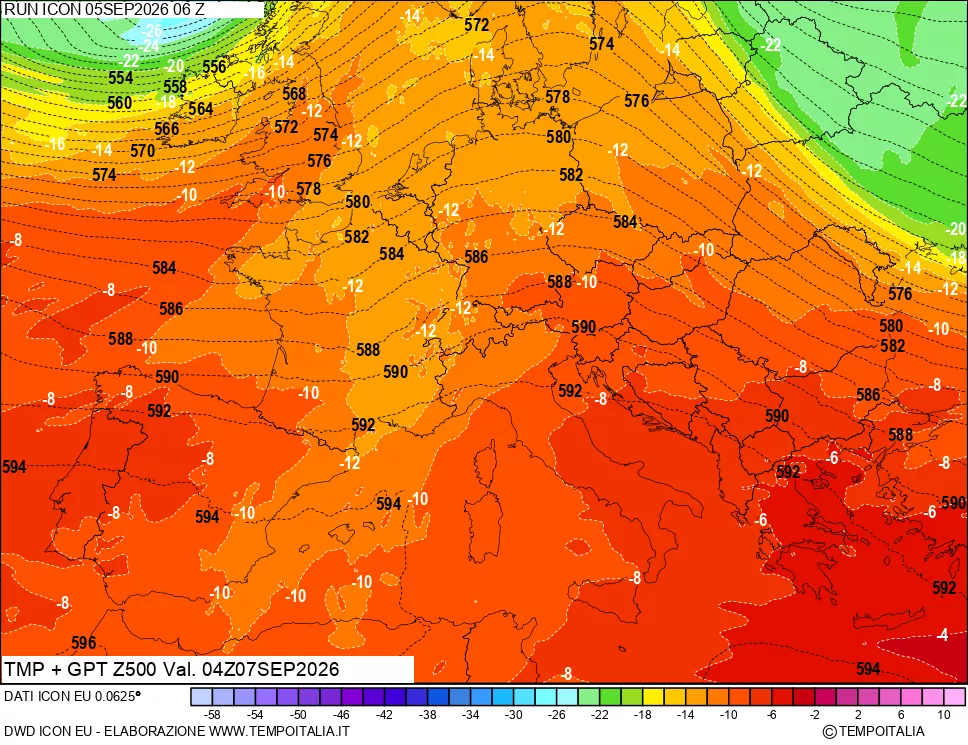 mappa 500 hPa Temp + GPT