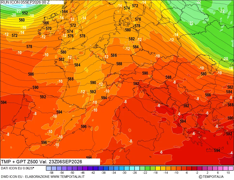 mappa 500 hPa Temp + GPT
