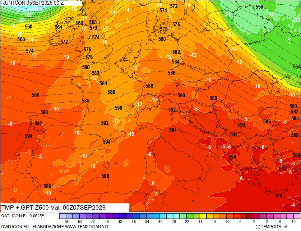 mappa 500 hPa Temp + GPT