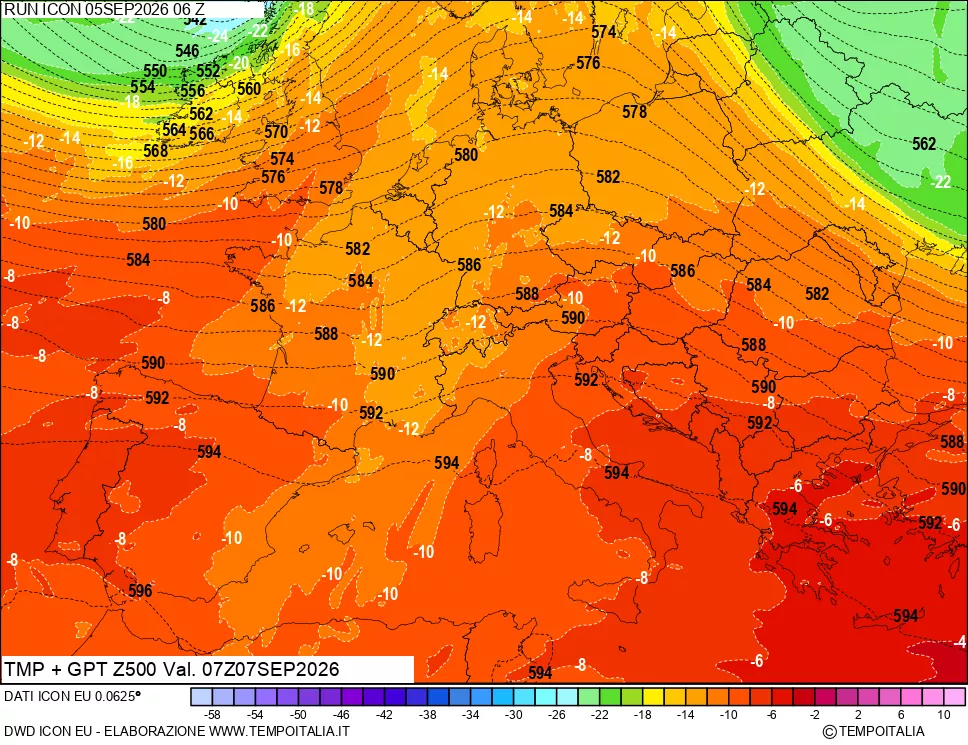 mappa 500 hPa Temp + GPT