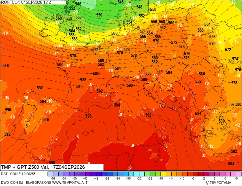 mappa 500 hPa Temp + GPT