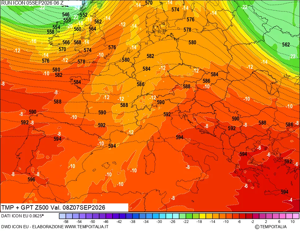 mappa 500 hPa Temp + GPT