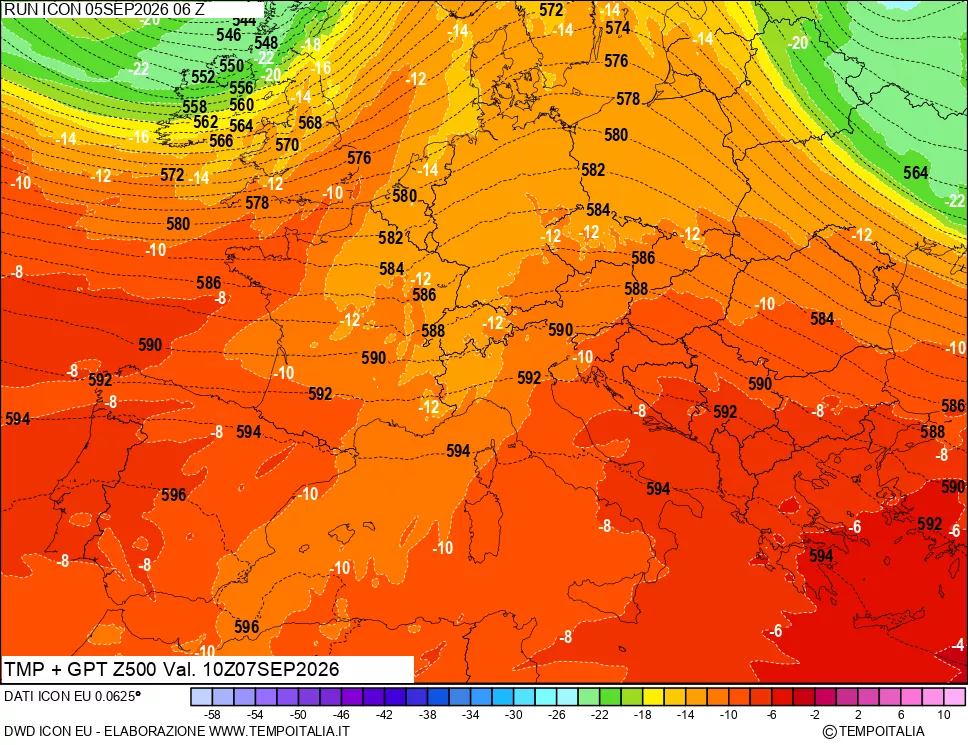 mappa 500 hPa Temp + GPT